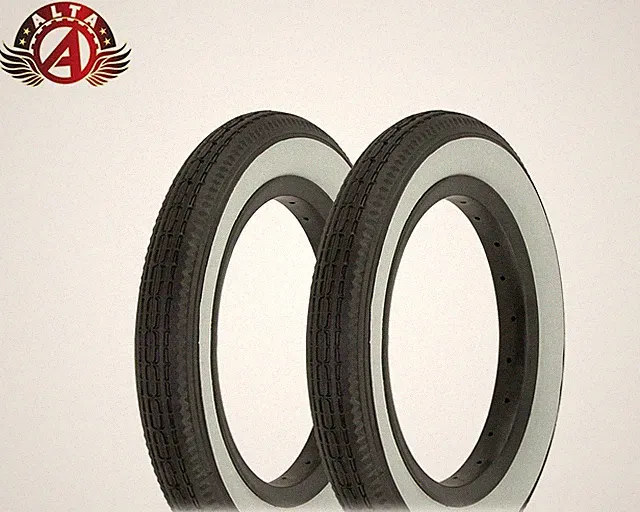 2 ALTA BICYCLE WIRE BEAD 12" 1/2" x 2 1/4" TIRES BLACK/WHITE SLICK II TREAD.