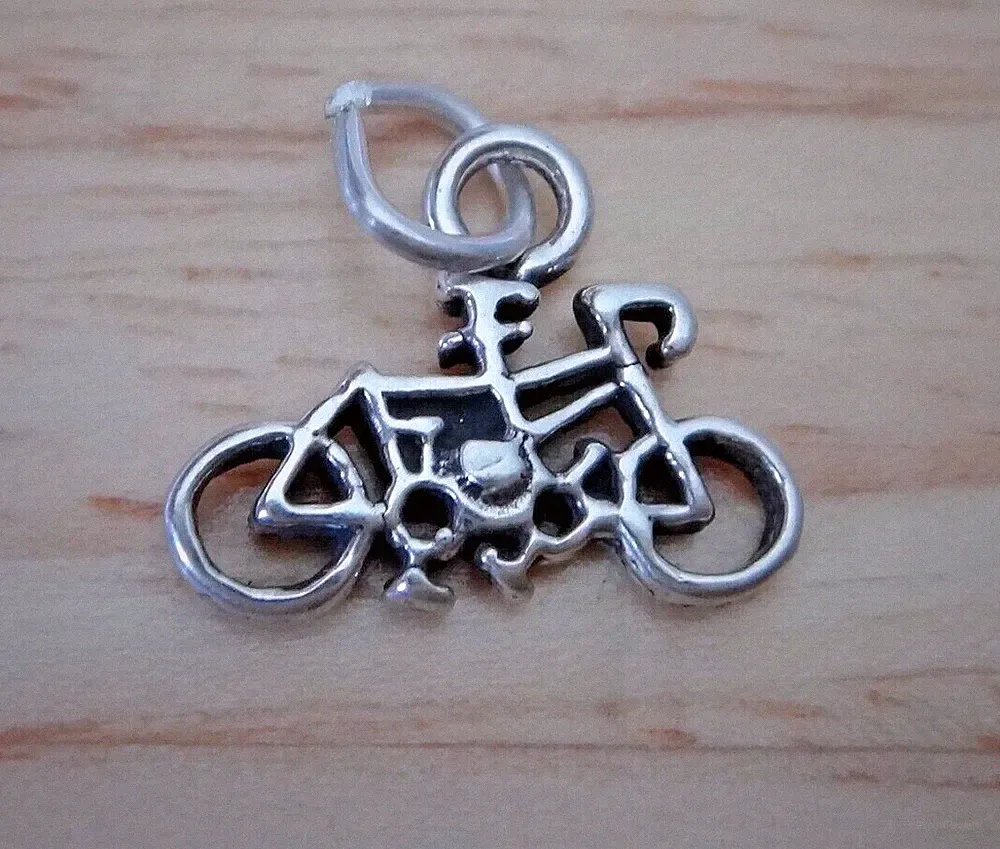 25% off flaw Sterling Silver 3D 13x12mm Small Tandem Bicycle Bike Charm