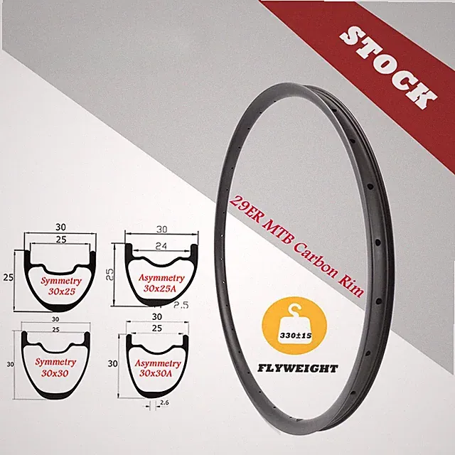 29er XC MTB Bike Carbon Rim Clicher/Hookless Disc Brake Light Wheel 24-36 Holes