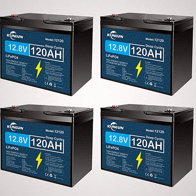 4 Pack 12V 120Ah LiFePO4 Lithium Battery, Deep Cycle, for RV Golf Cart
