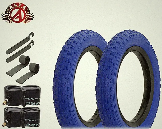 ALTA BICYCLE WIRE BEAD 12" 1/2" x 2 1/4" BLUE COMP III BMX TIRES SET OF 8.