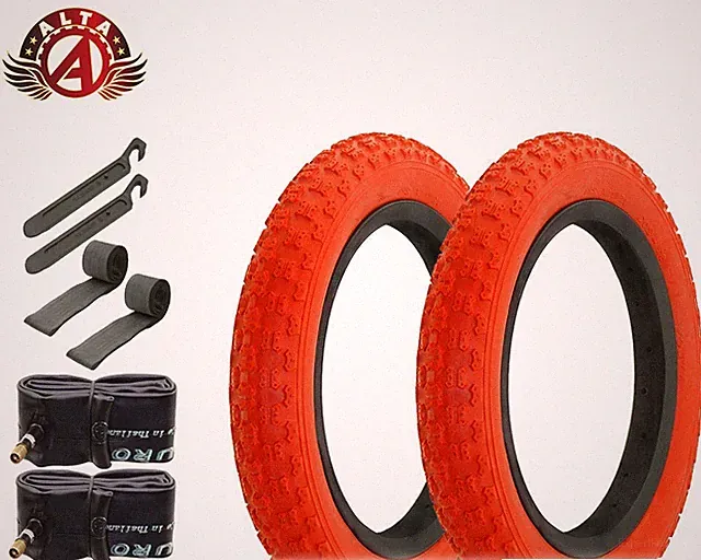 ALTA BICYCLE WIRE BEAD 12" 1/2" x 2 1/4" RED COMP III BMX TIRES SET OF 8.