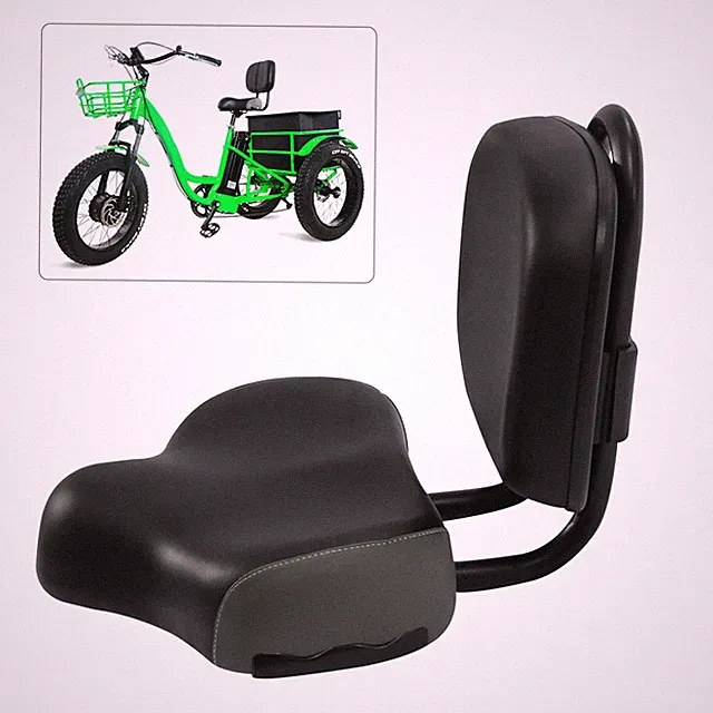 Backrest Saddle Bike Seat Bicycle Tricycle Saddle Seat with Back Support Black