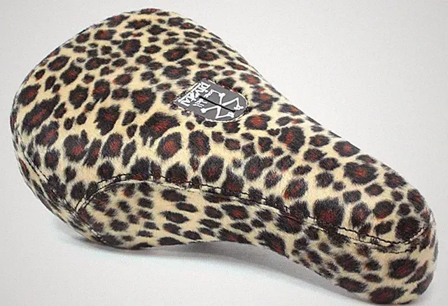 BONE DETH VIBRATOR MID PIVOTAL BMX BIKE SEAT FAUX LEOPARD FUR NEW