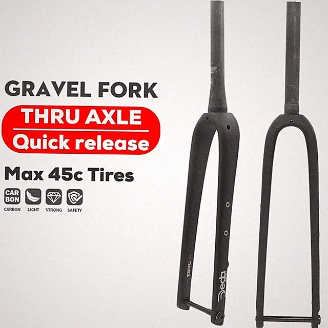 Gravel Carbon Tapered Gravel Bicycle Front Fork 700C x 45C Thru Axle 12x100mm