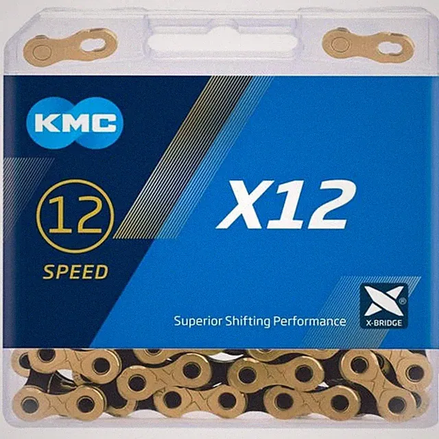 KMC X12 12 Speed Gold/Black Mountain Bike Chain 126Link fit SRAM Campagnolo