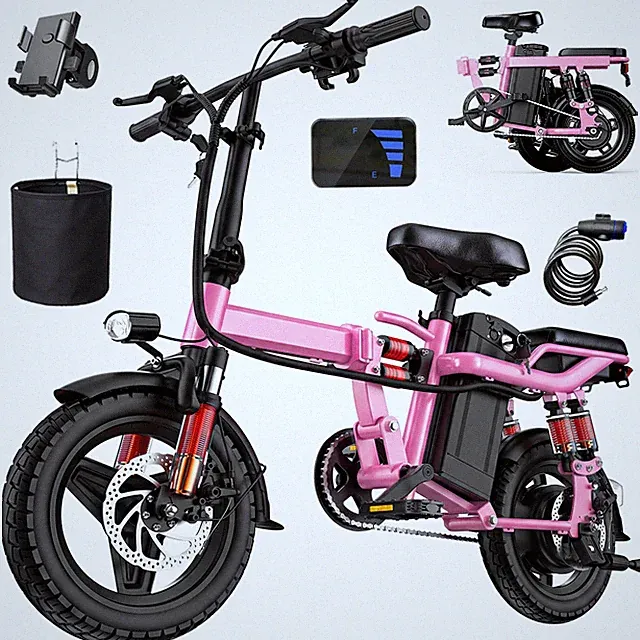 Lightweight Folding Ebike 750W Peak 48V 12AH 14" Electric Bike for Adults 24MPH