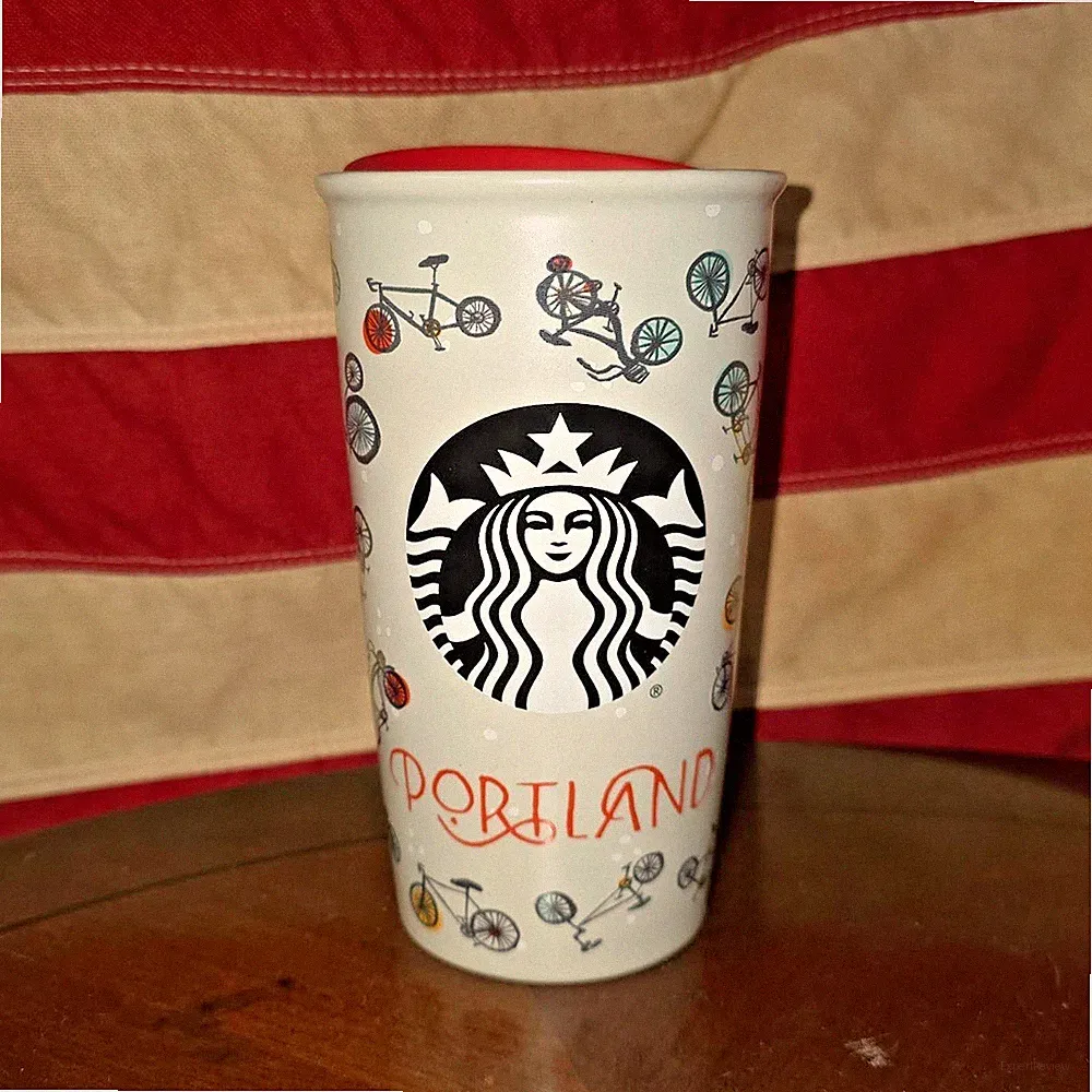 Starbucks 2016 Portland Bicycle City Mug 12oz Ceramic Travel Tumbler Local Dot